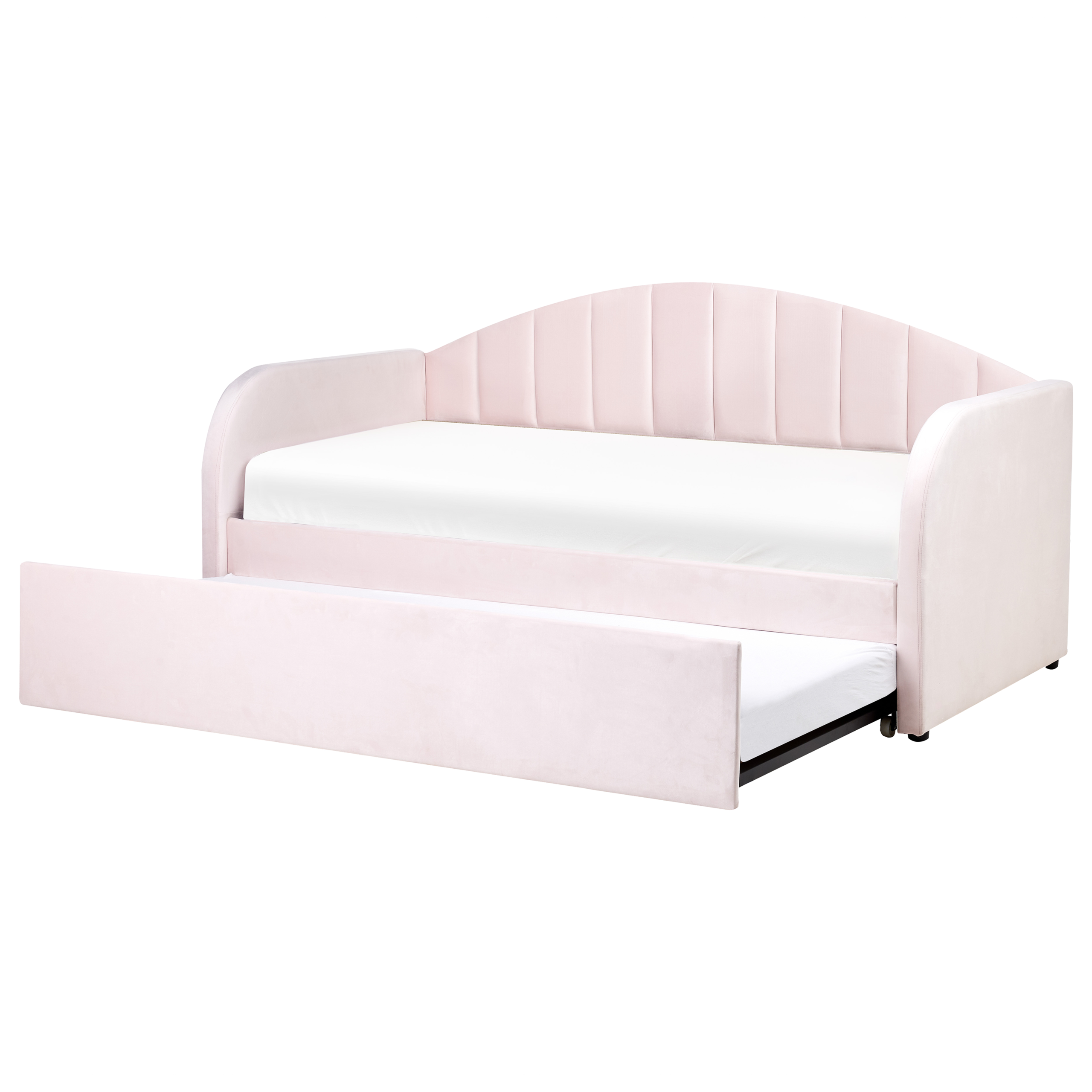 Udtræksseng Velour EYBURIE 90 x 200 cm Pastellrosa