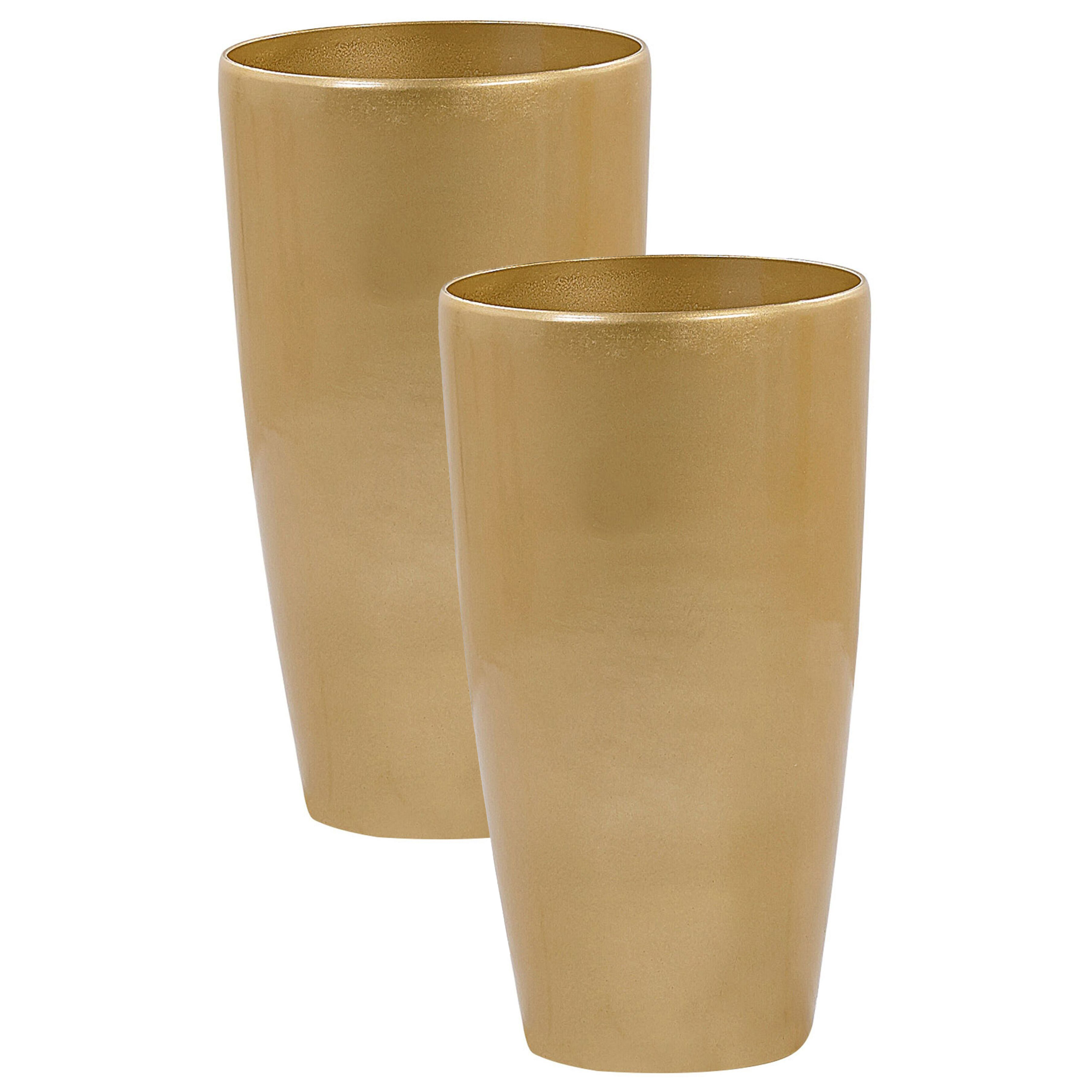 Sæt med 2 plantekrukker TSERIA 32 cm Guld