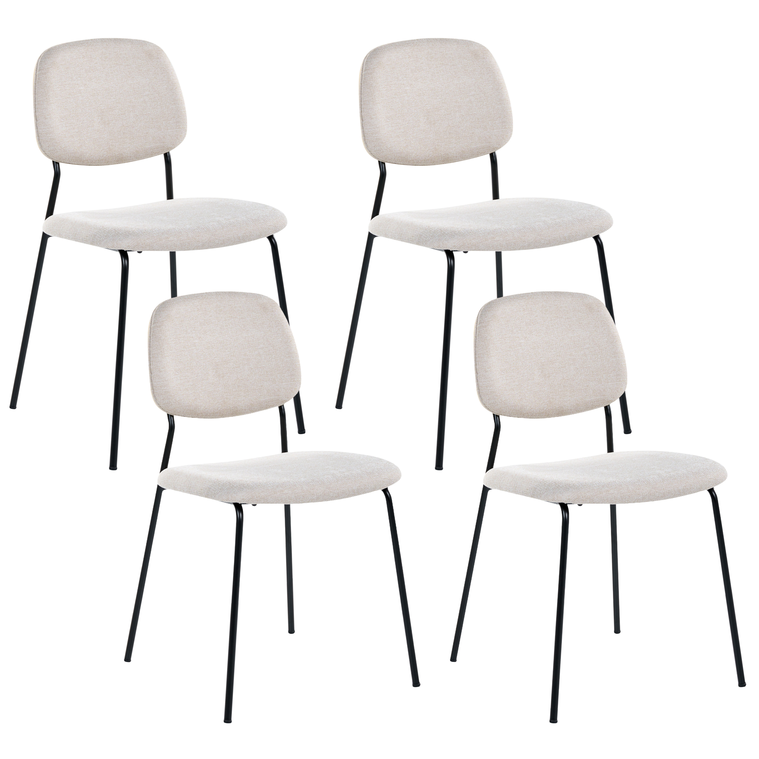 Sæt med 4 spisebordsstole RILEY Lys Beige