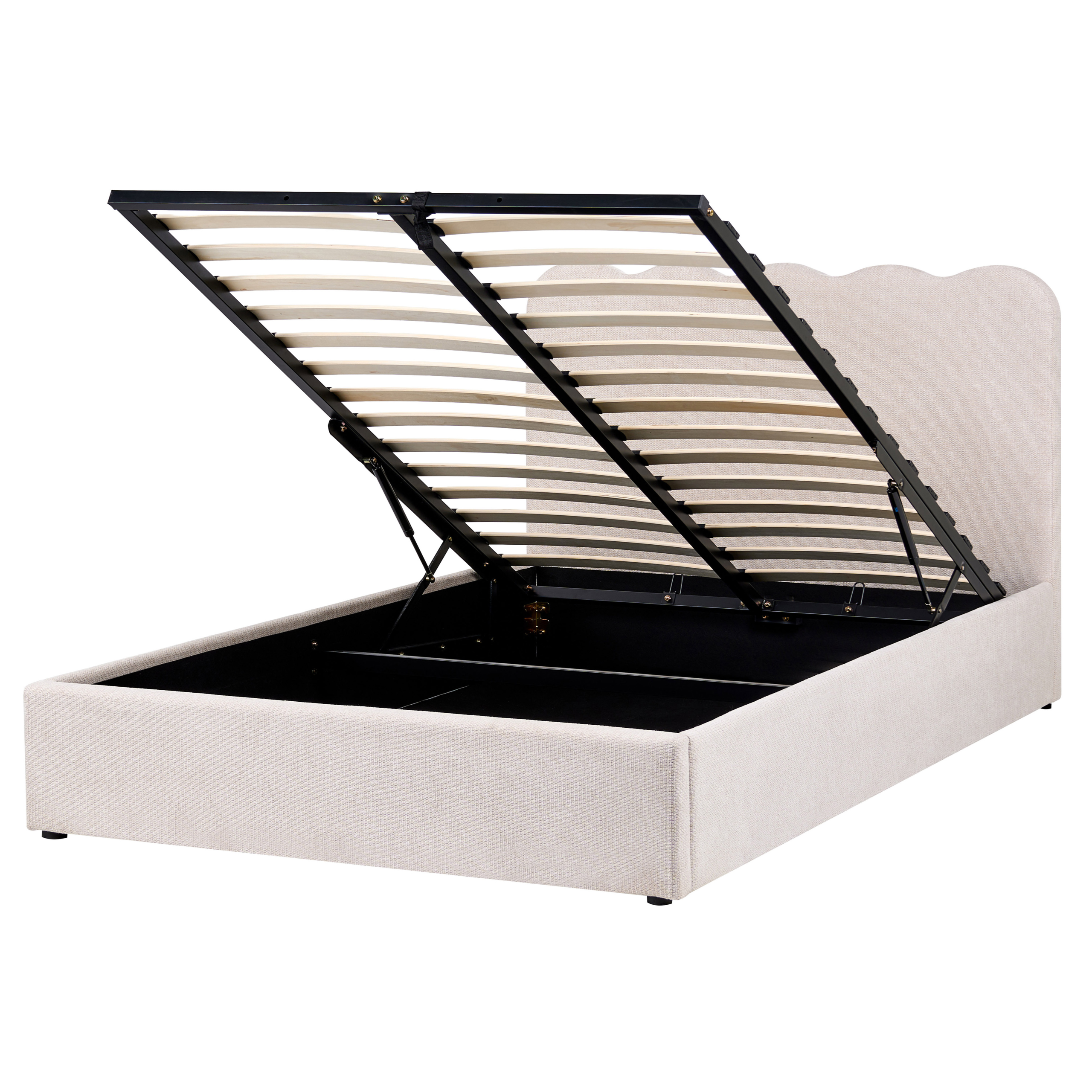 Seng med opbevaring NANTERRE Lys Beige 140 x 200 cm