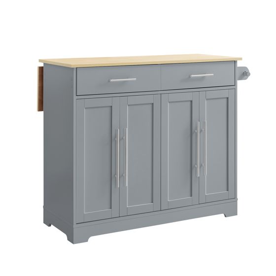 Køkkenvogn med udtrækkelig bordplade, grå, 107x44x91 cm, FKW129-HG