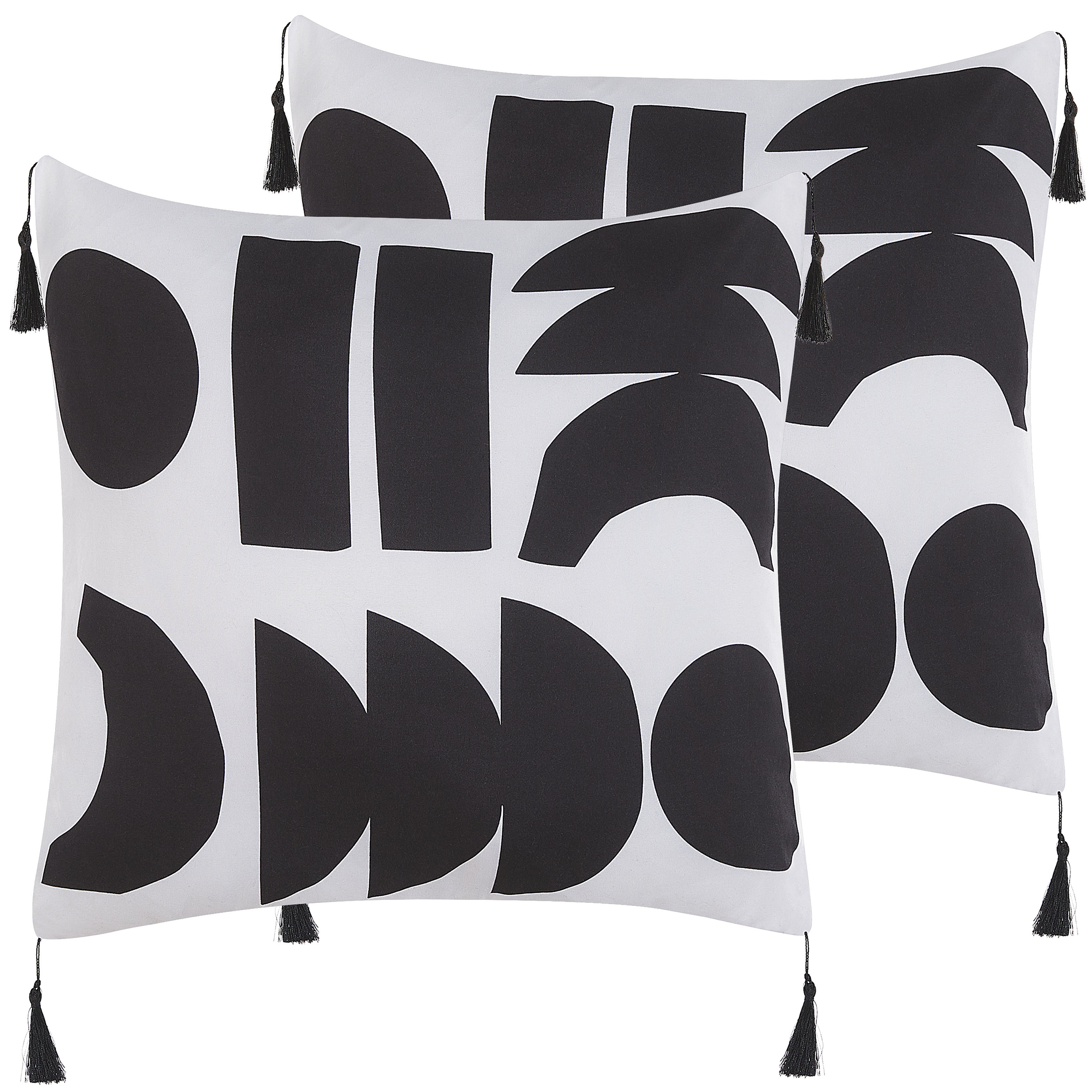 Sæt af 2 pyntepuder LIRIOPE 45 x 45 cm Sort/hvid Geometrisk mønster
