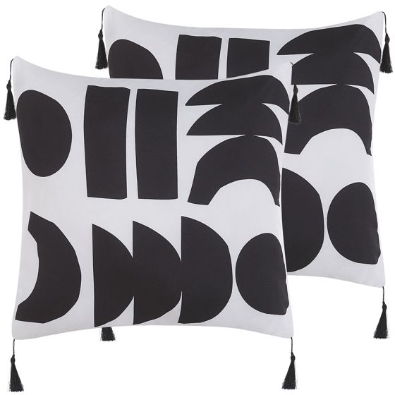 Sæt af 2 pyntepuder LIRIOPE 45 x 45 cm Sort/hvid Geometrisk mønster