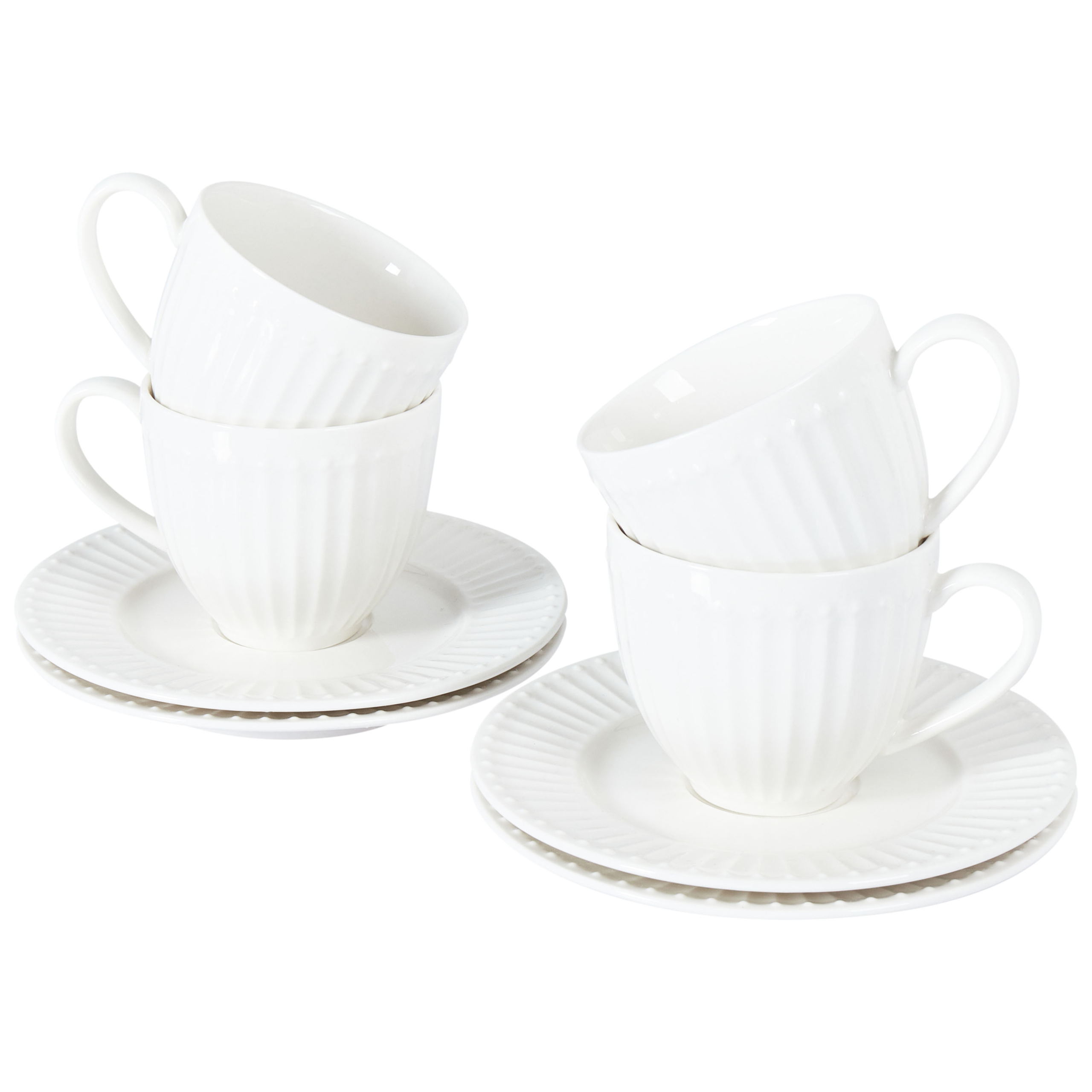 Sæt med 4 kopper med underkopper COWSLIP Porcelæn Hvid