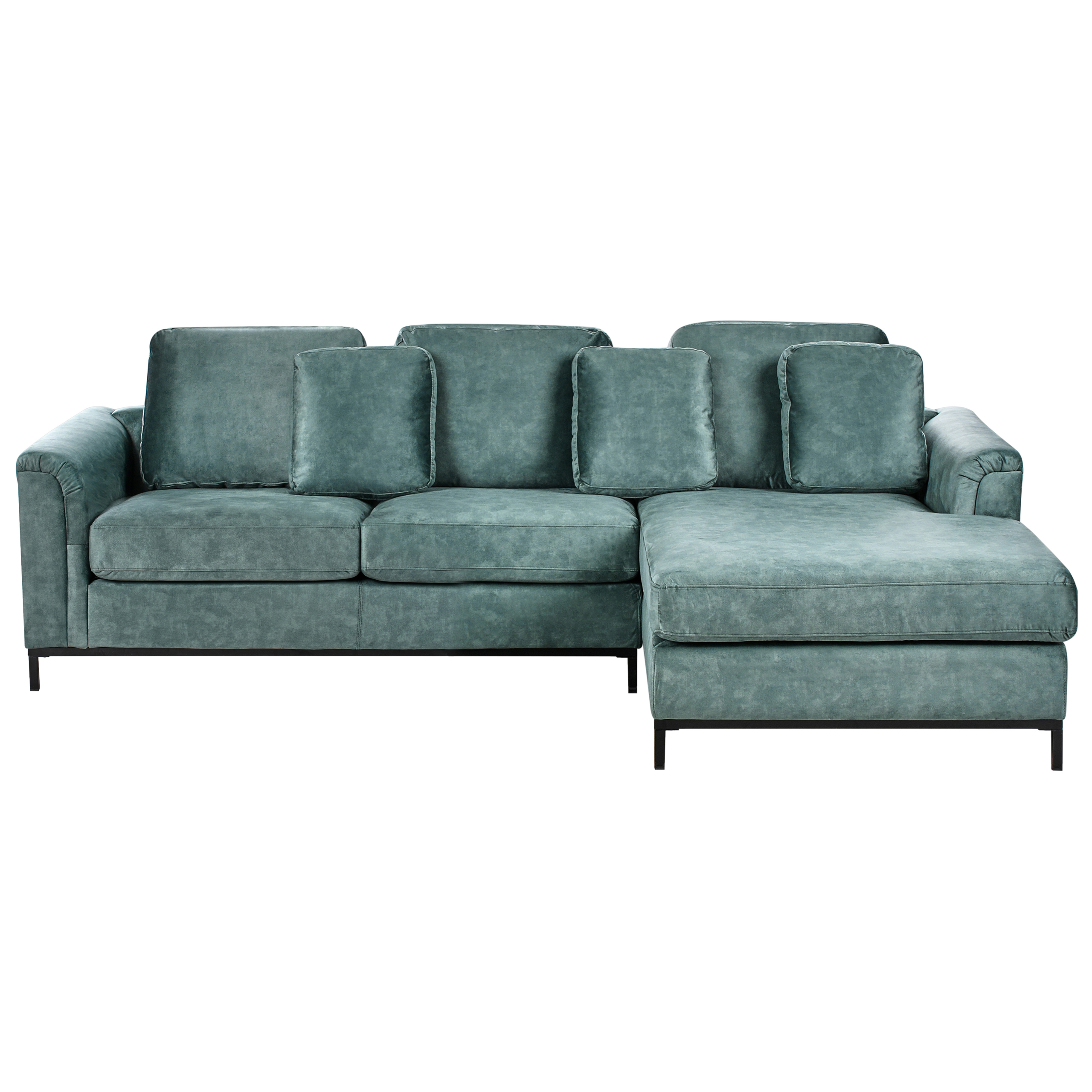 Hjørnesofa 4 personers OSLO Velour Blågrøn Venstrevendt