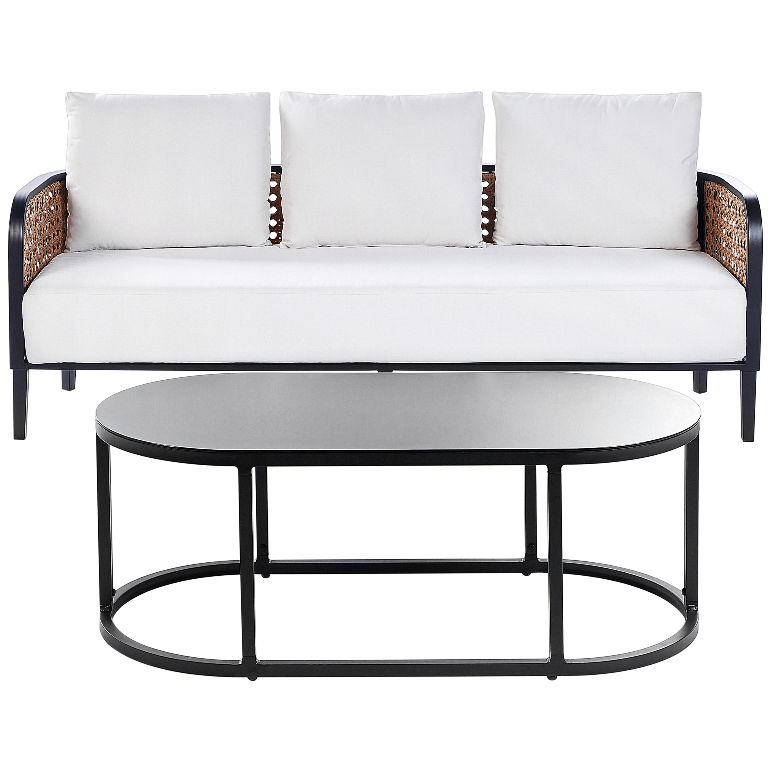 Loungesæt med bord 3 personers MONTEFALCO Metal Hvid