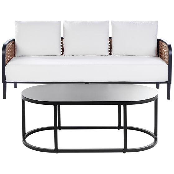 Loungesæt med bord 3 personers MONTEFALCO Metal Hvid