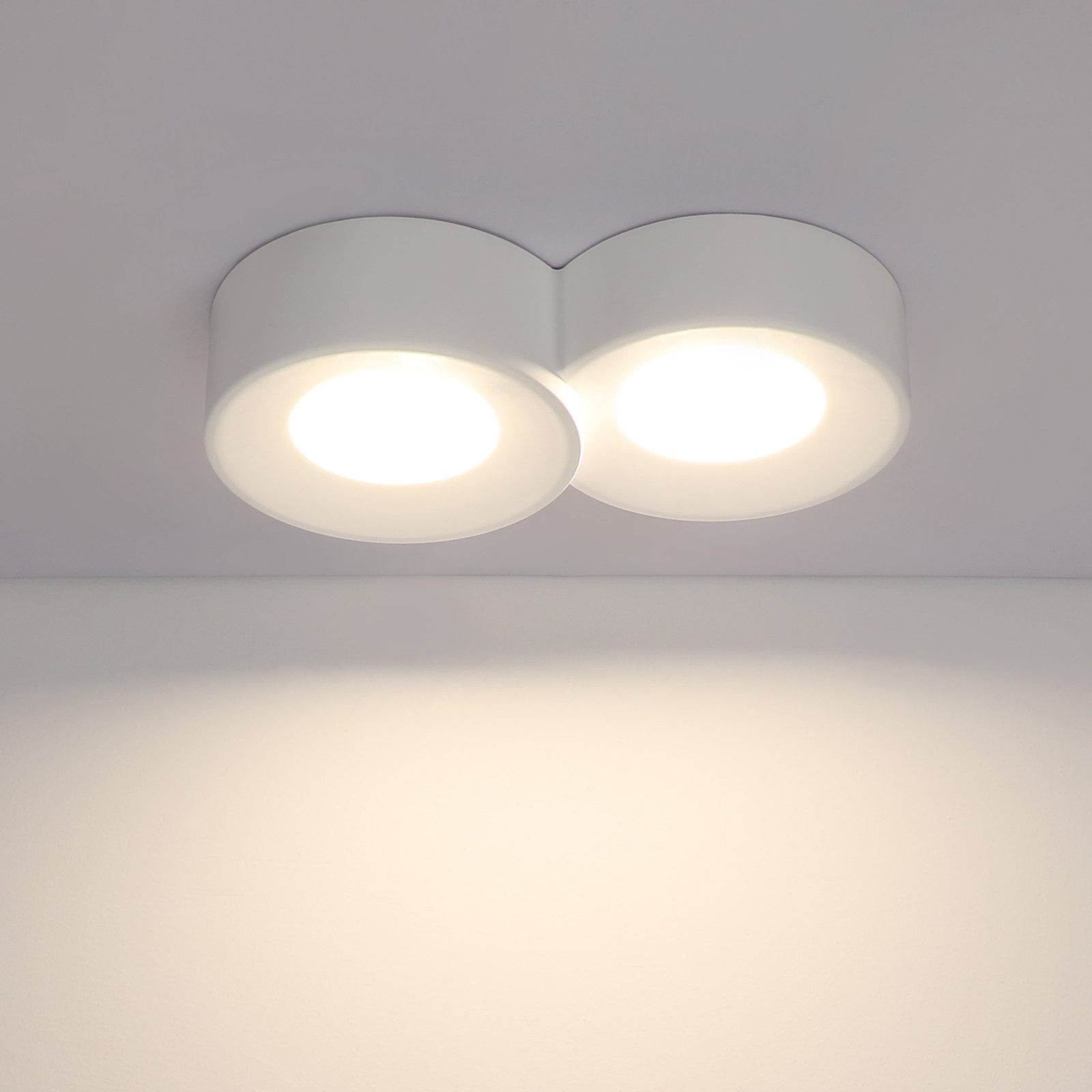 NETTLIFE påbygningsspotlight Hvid, rund, loftslampe til entreen, Gx53 2 flammer, moderne loftslampe, maks. 10w