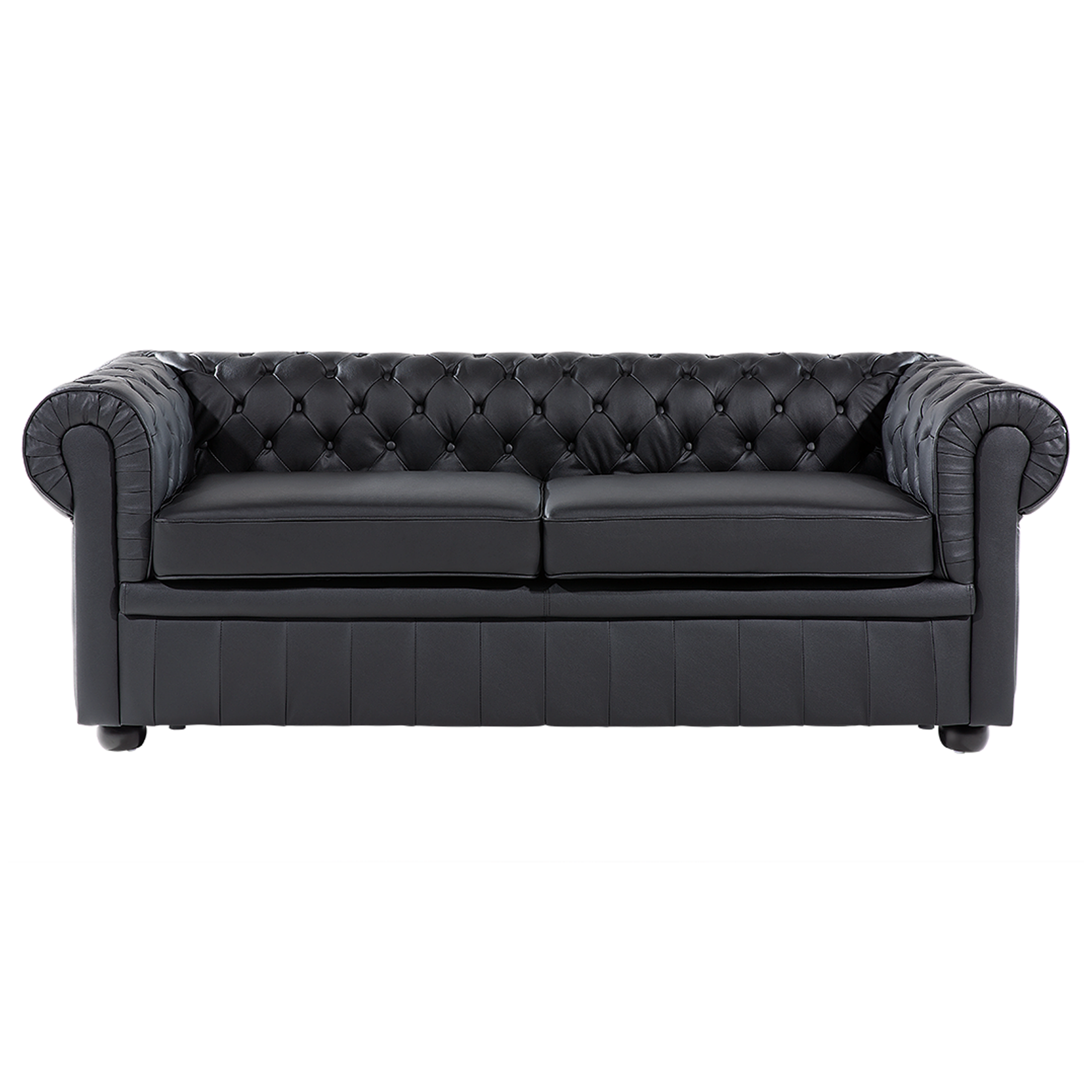 Sofa 3 personers CHESTERFIELD Ægte læder Sort