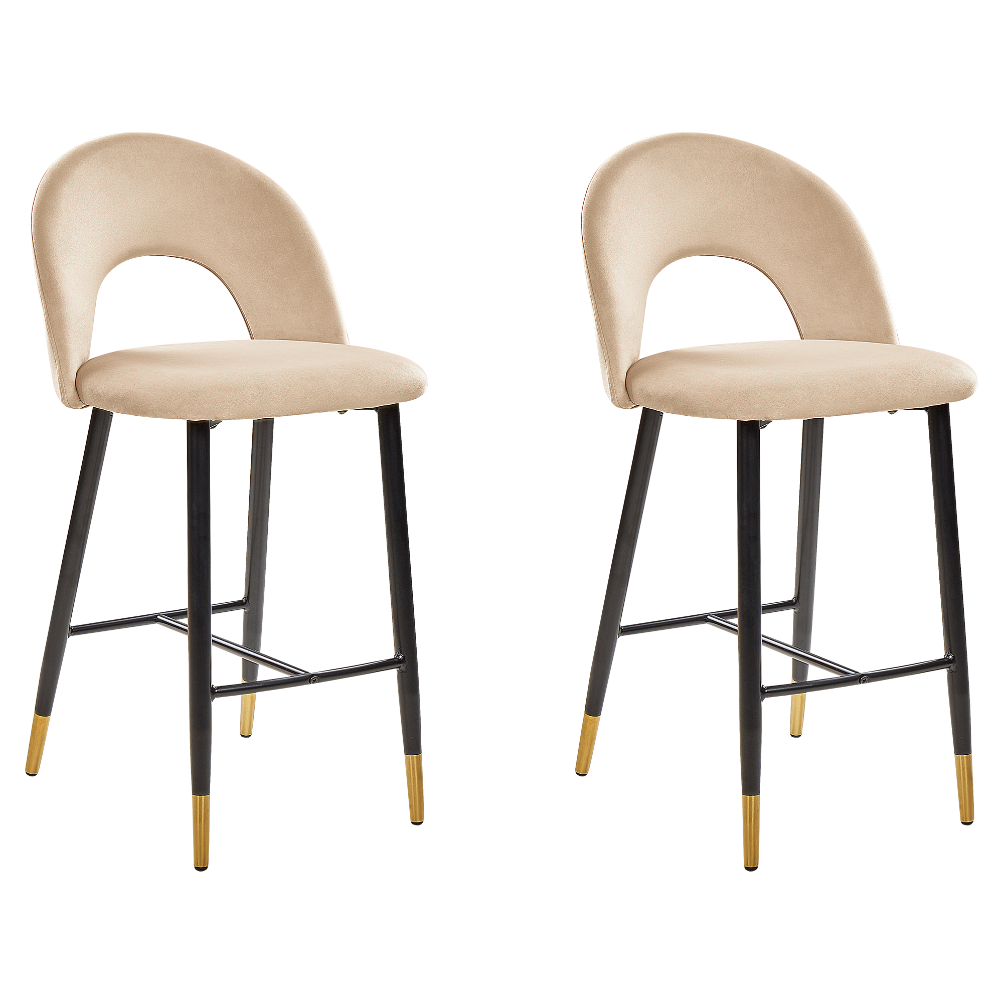 Sæt med 2 barstole FALTON Velour Beige