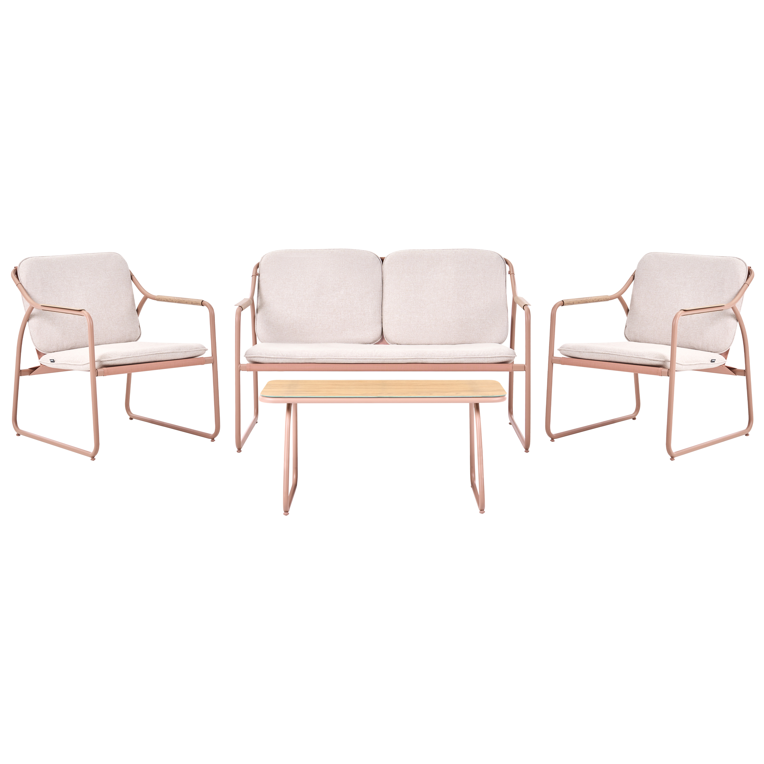 Loungesæt med bord 4 personers CALASCIO Metal Lys Beige