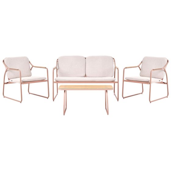 Loungesæt med bord 4 personers CALASCIO Metal Lys Beige