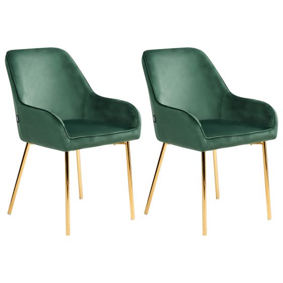 Sæt med 2 spisebordsstole LOVERNA Velour Grøn