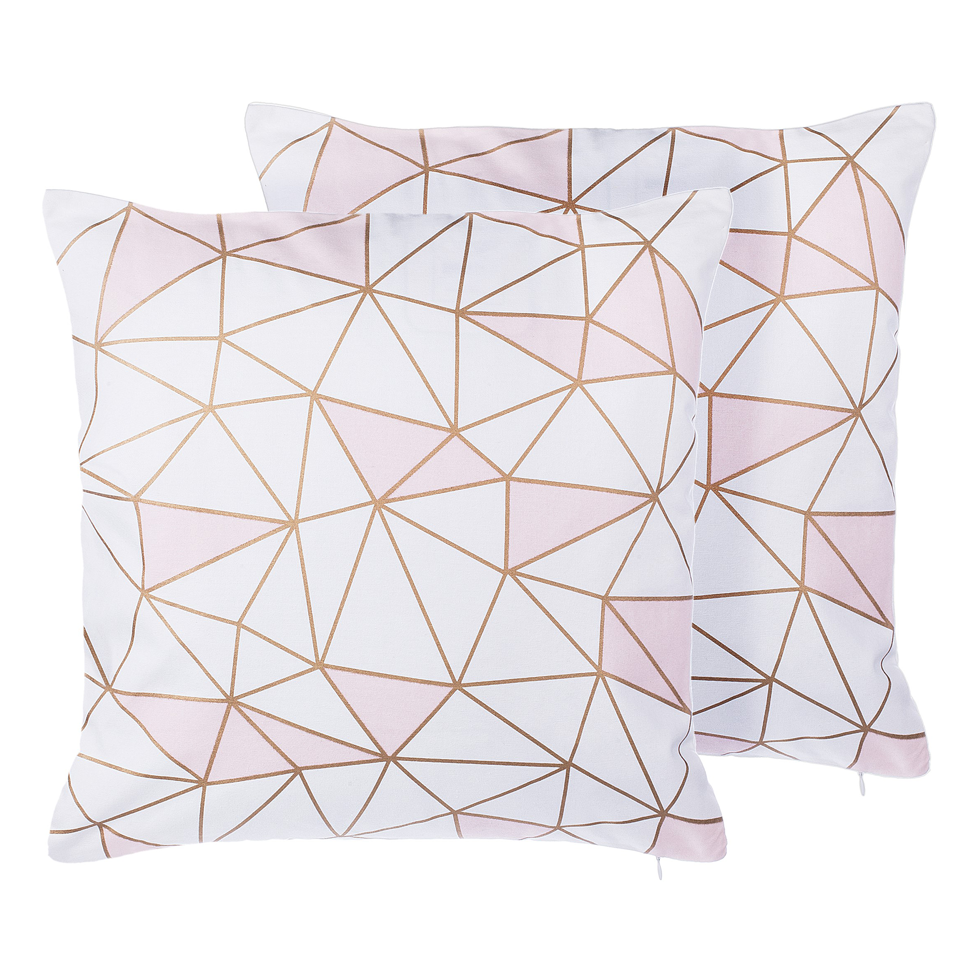 Sæt af 2 pyntepuder CLARKIA 45 x 45 cm Bomuld Lyserød Geometrisk mønster