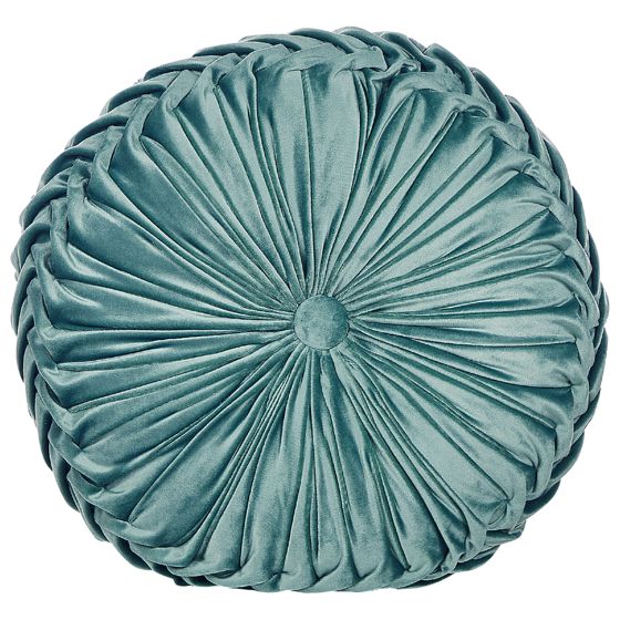 Pyntepude UDALA 40 x 40 cm Velour Blågrøn Ensfarvet
