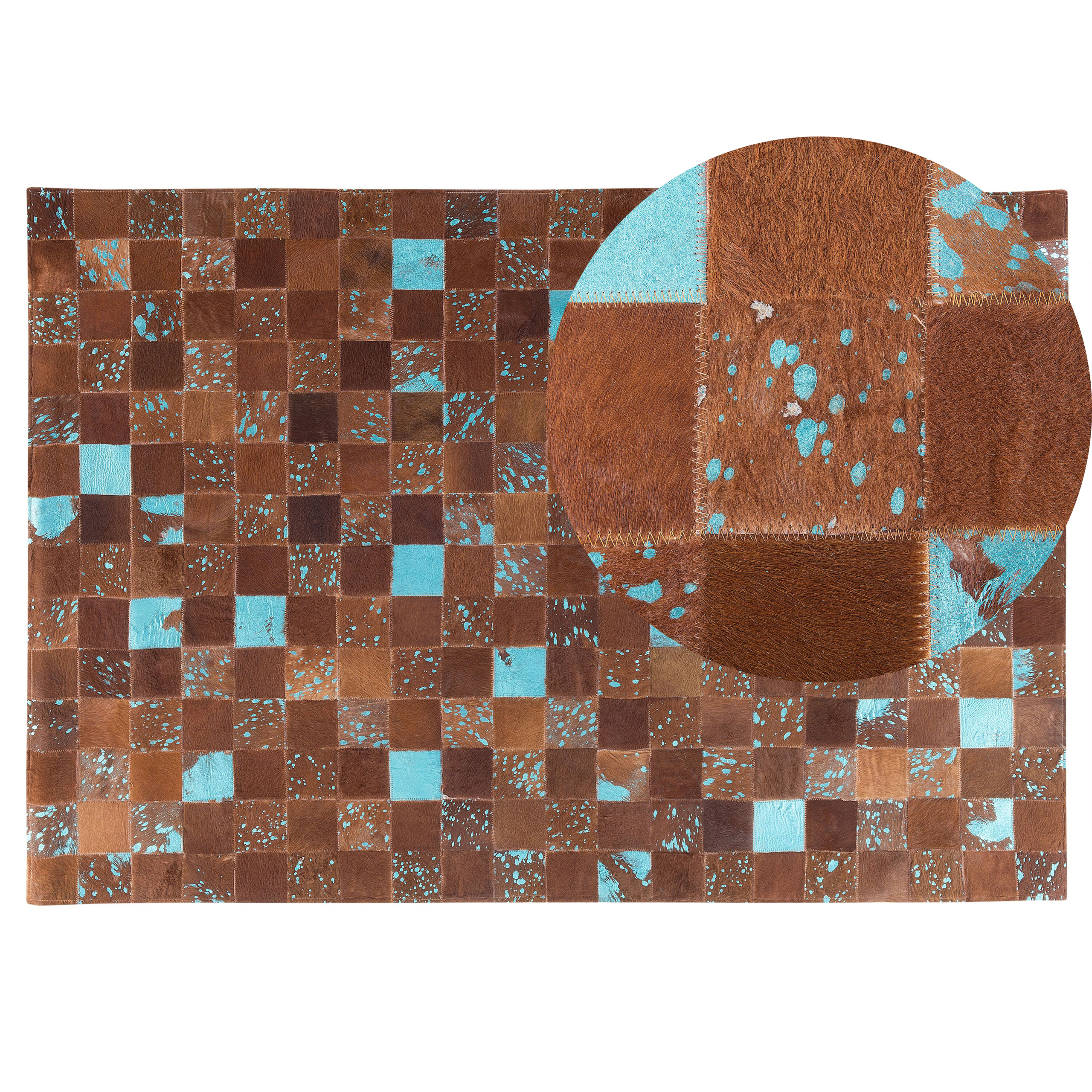 Gulvtæppe ALIAGA Brun 140 x 200 cm Ægte læder