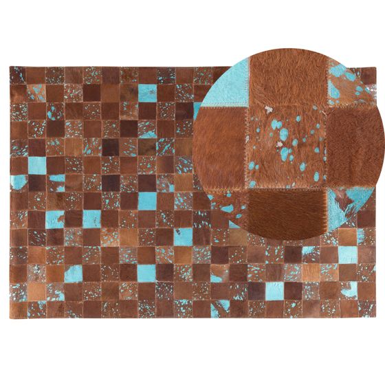 Gulvtæppe ALIAGA Brun 140 x 200 cm Ægte læder