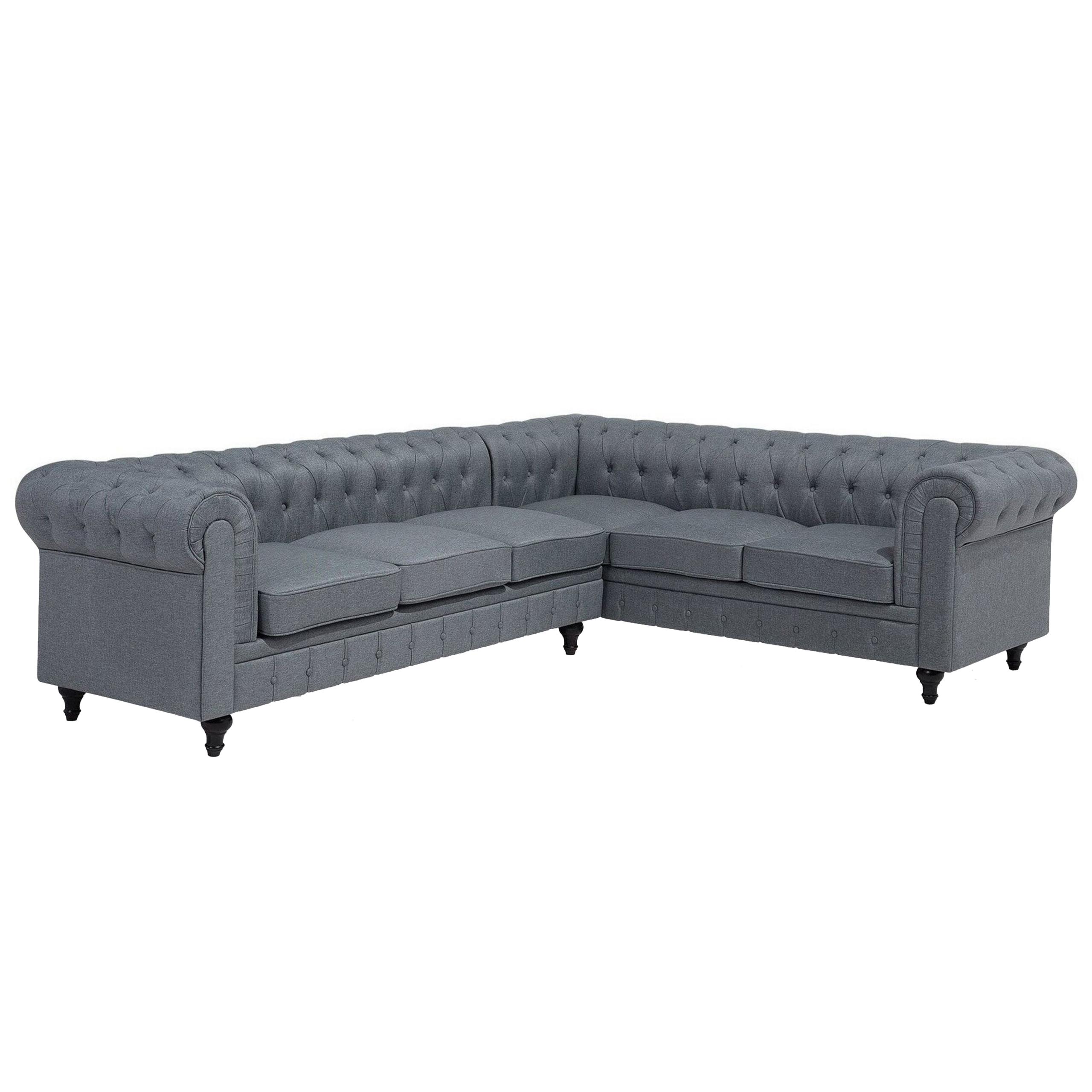 Hjørnesofa 6 personers CHESTERFIELD Grå Venstrevendt