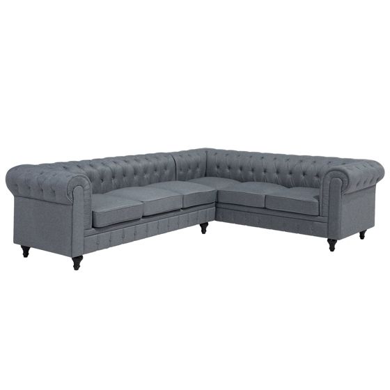 Hjørnesofa 6 personers CHESTERFIELD Grå Venstrevendt