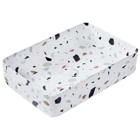 Vask til bordplade NULES 61 x 35 cm Keramik Terrazzo effekt Hvid