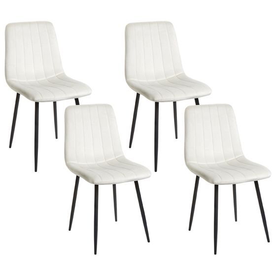 Sæt med 4 spisebordsstole KALISPELL Velour Cremehvid