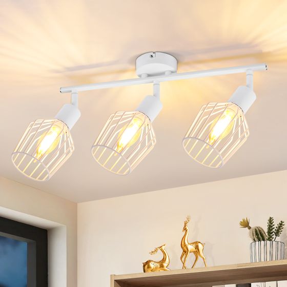 NETTLIFE 3 E14 - loftspotlight - metal, 350° drejelig industriel entrelampe, væglampe til entre og stue, hvid