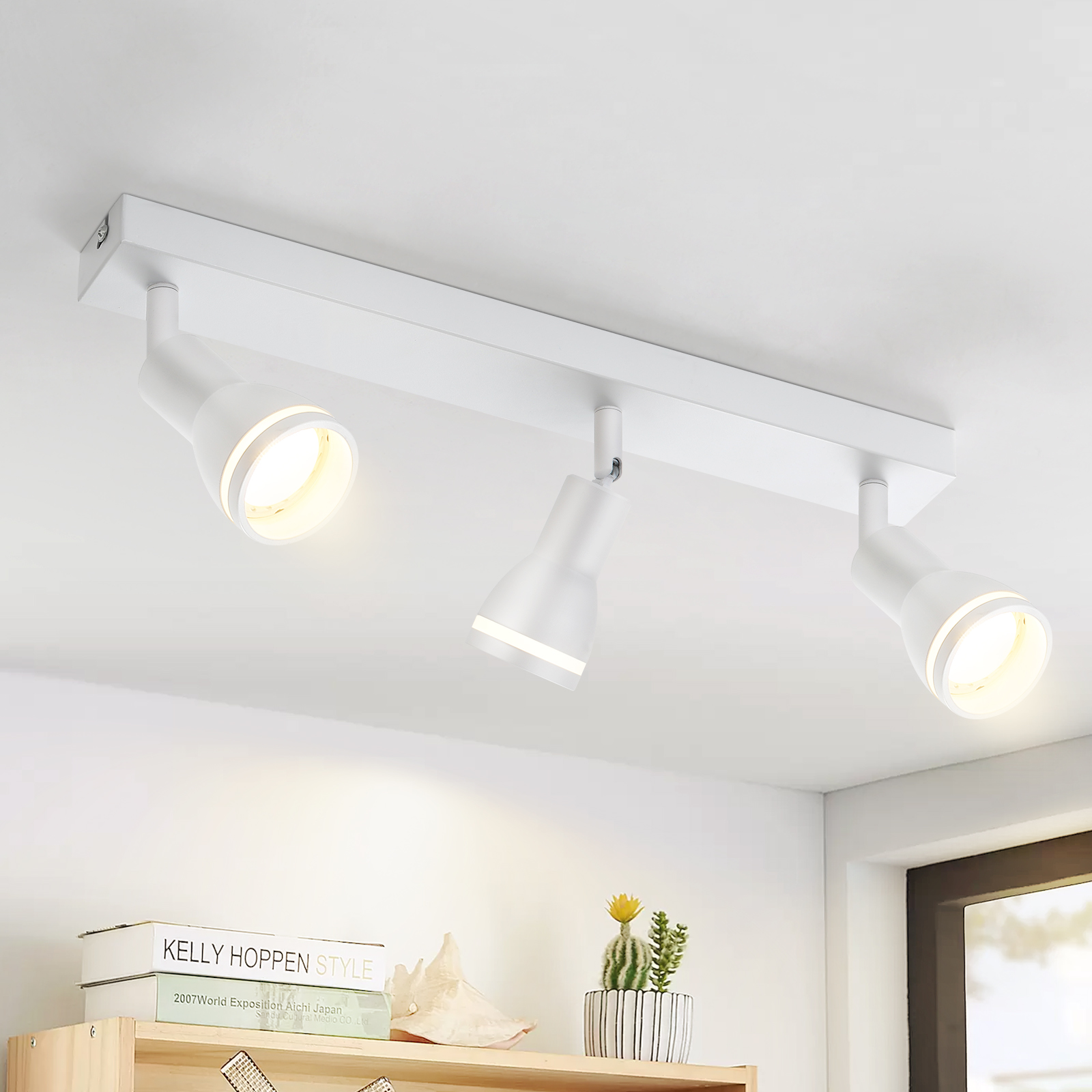 NETTLIFE moderne hvid loftslampe: 3 justerbare metalloftsspotlights, GU10 loftslampe, til soveværelse uden pære