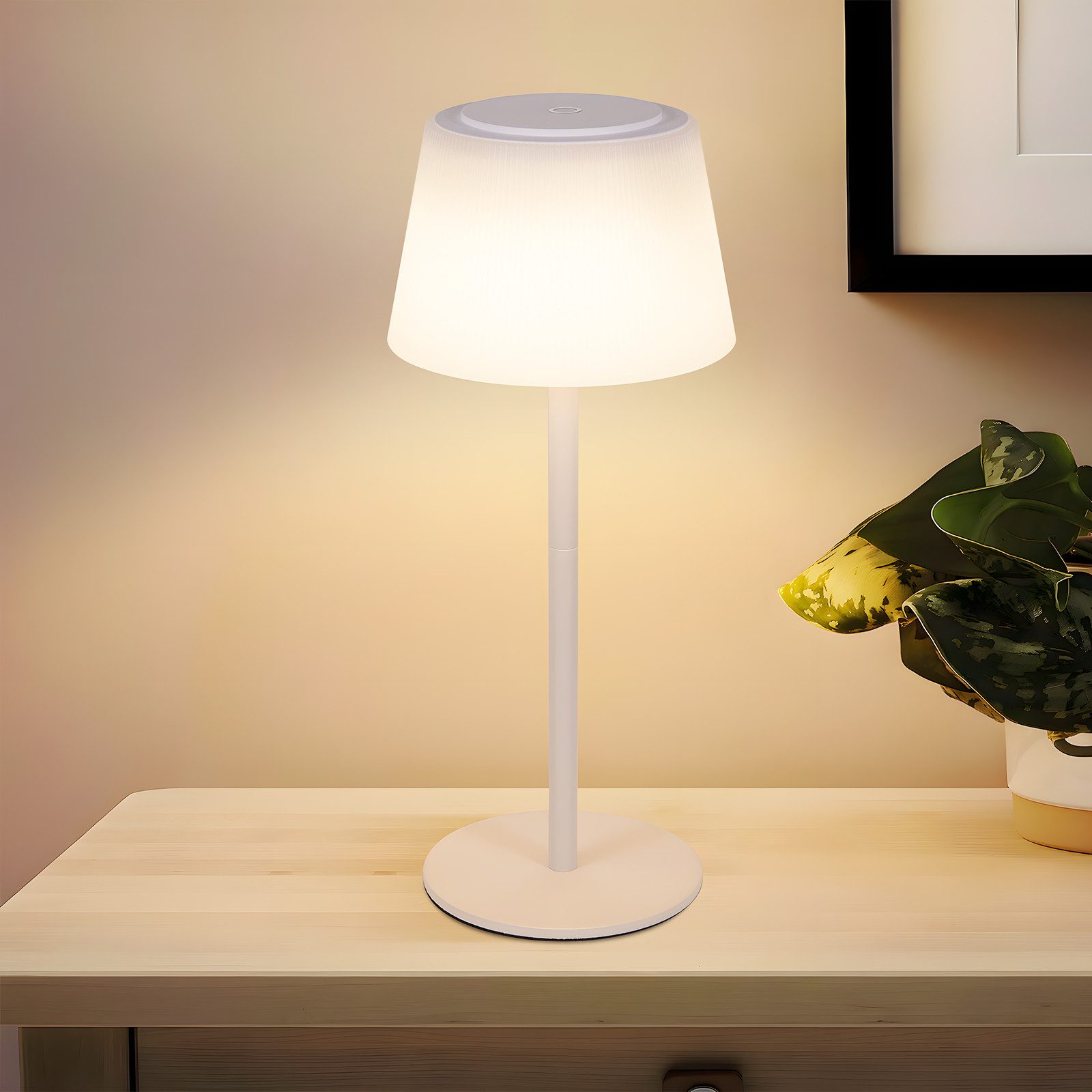 NETTLIFE Trådløs LED-sengelampe, Touch, Dæmpbar, Genopladelig med USB-kabel, Hvid, 3600 mAh.