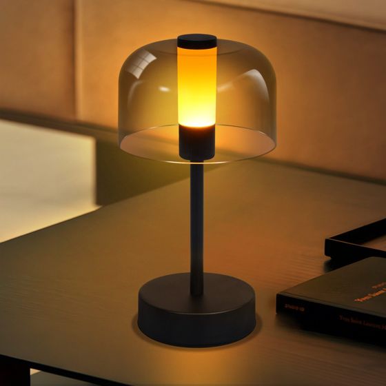 NETTLIFE batteridrevet dæmpbar LED-natlampe usb-c genopladelig trådløs bordlampe 1800k-6500k sort med hukommelsesfunktion