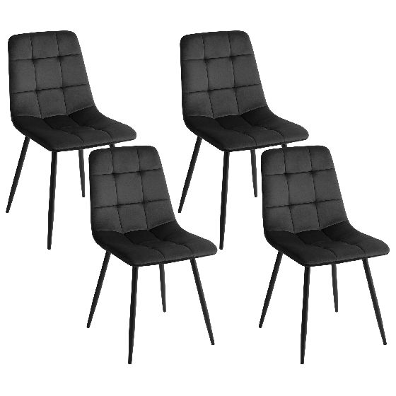 Sæt med 4 spisebordsstole POWELL Velour Sort