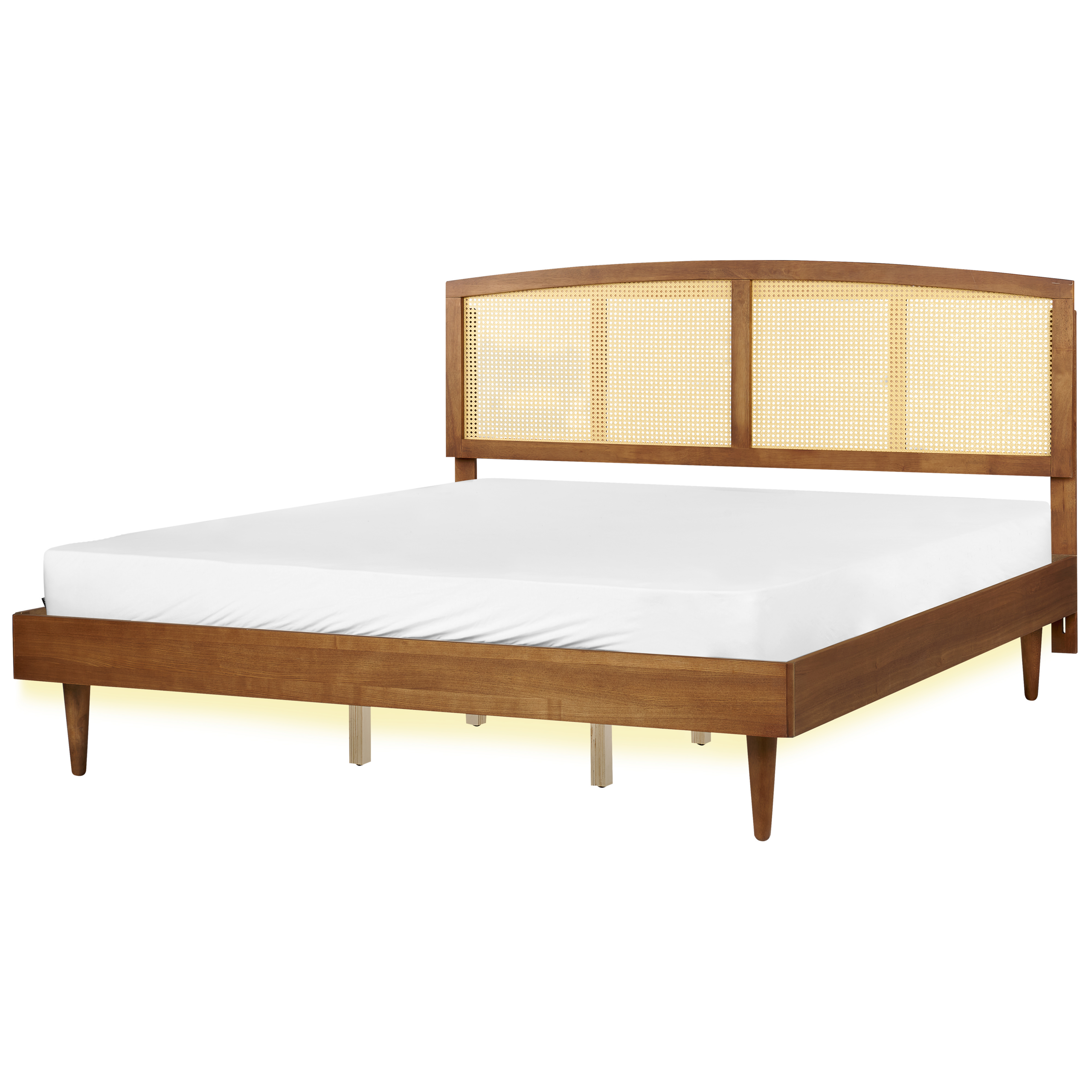 Seng med LED Rattan VARZY 180 x 200 cm Brun