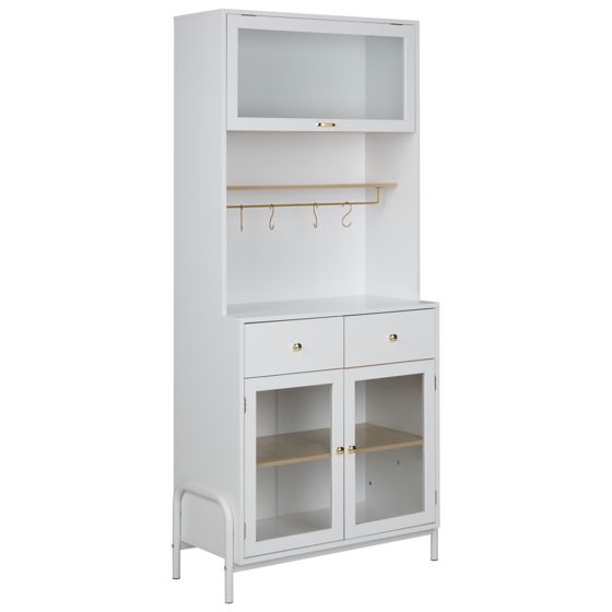 Glas vitrineskab PARLIN 82 cm Hvid