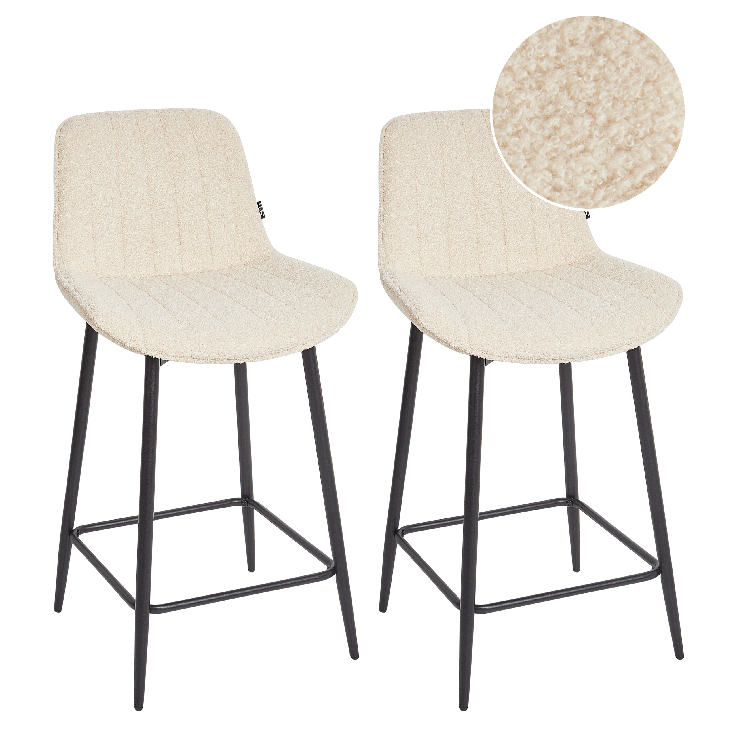 Sæt med 2 barstole DUBROVNIK Boucle Lys Beige