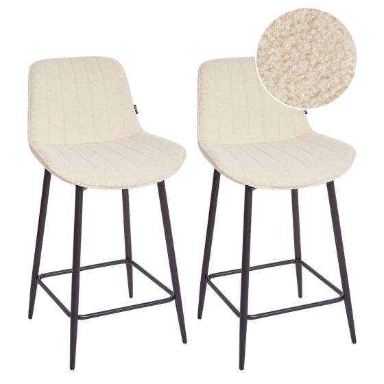 Sæt med 2 barstole DUBROVNIK Boucle Lys Beige
