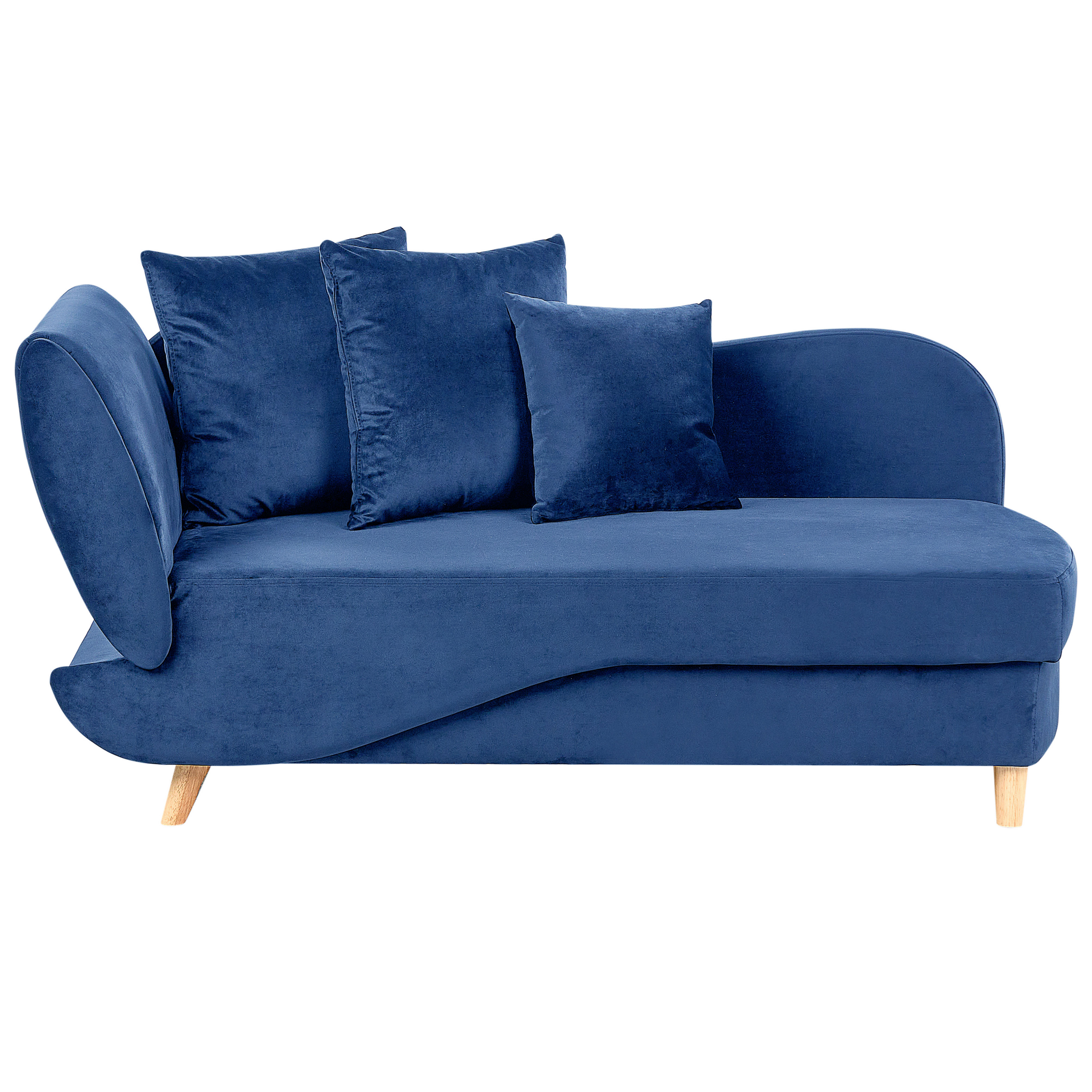 Venstrevendt chaiselong MERI med opbevaring Velour Navy Blå
