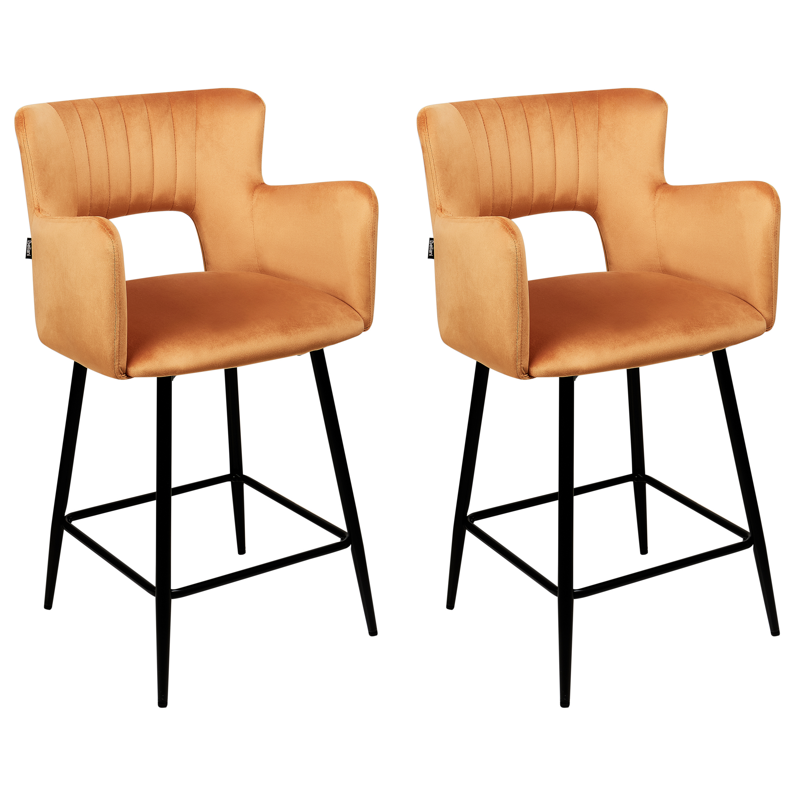 Sæt med 2 barstole SANILAC Velour Orange