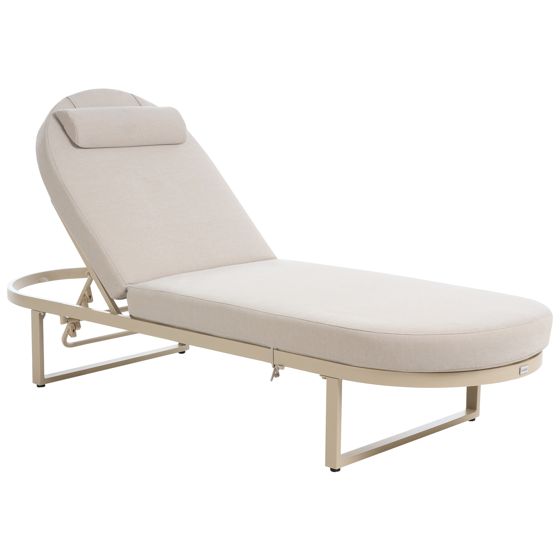 Liggestol med hynde RONCOLO Metal Beige