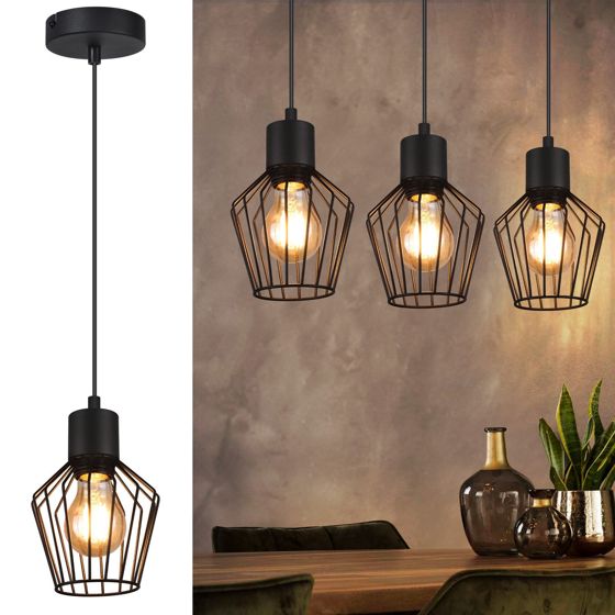 NETTLIFE Spisebordspendellampe, sort, E27, 1 flamme, metal