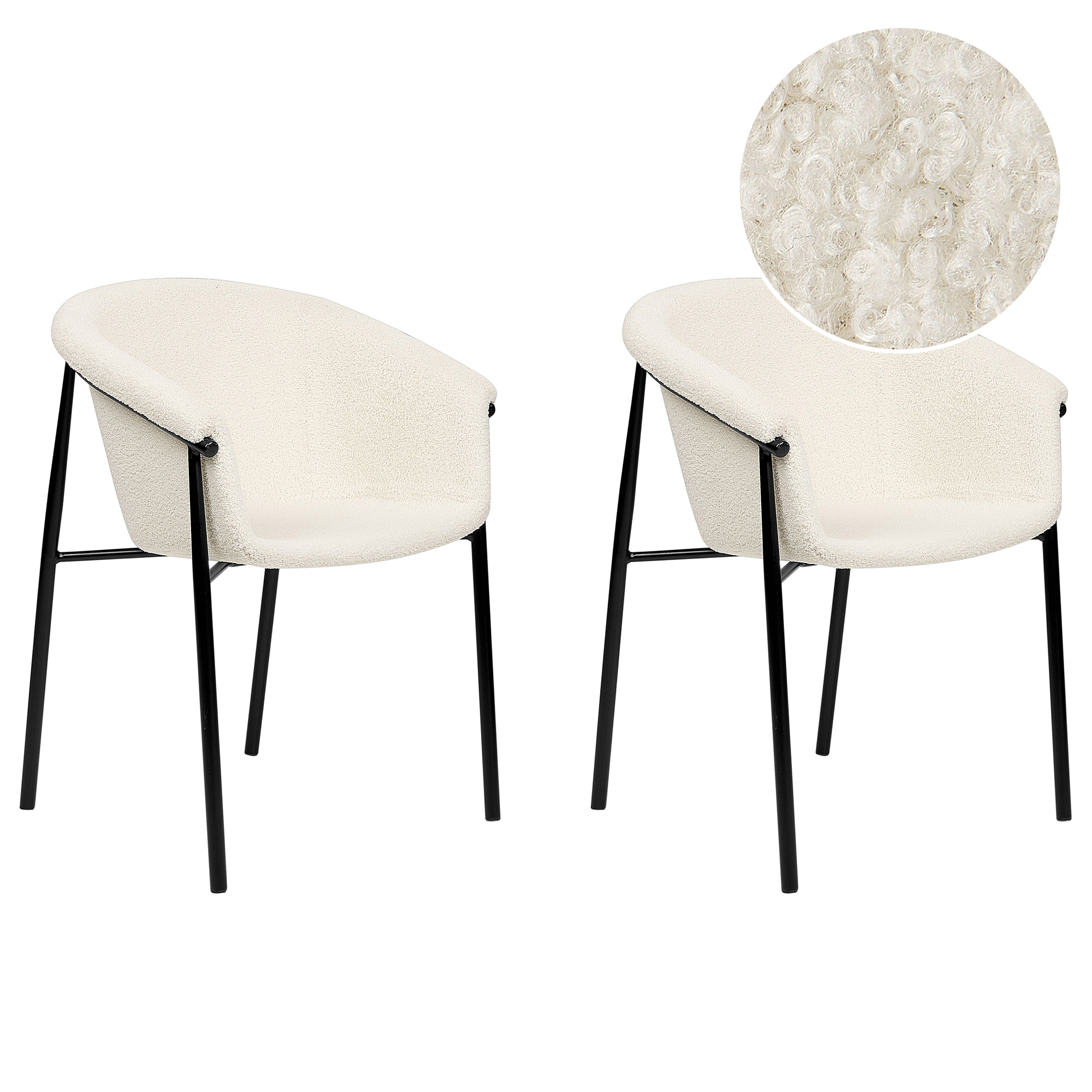 Sæt med 2 spisebordsstole AMES Boucle Cremehvid