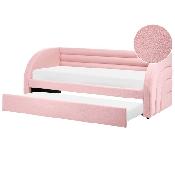 Udtræksseng Boucle ALBIAC 90 x 200 cm Pastellrosa