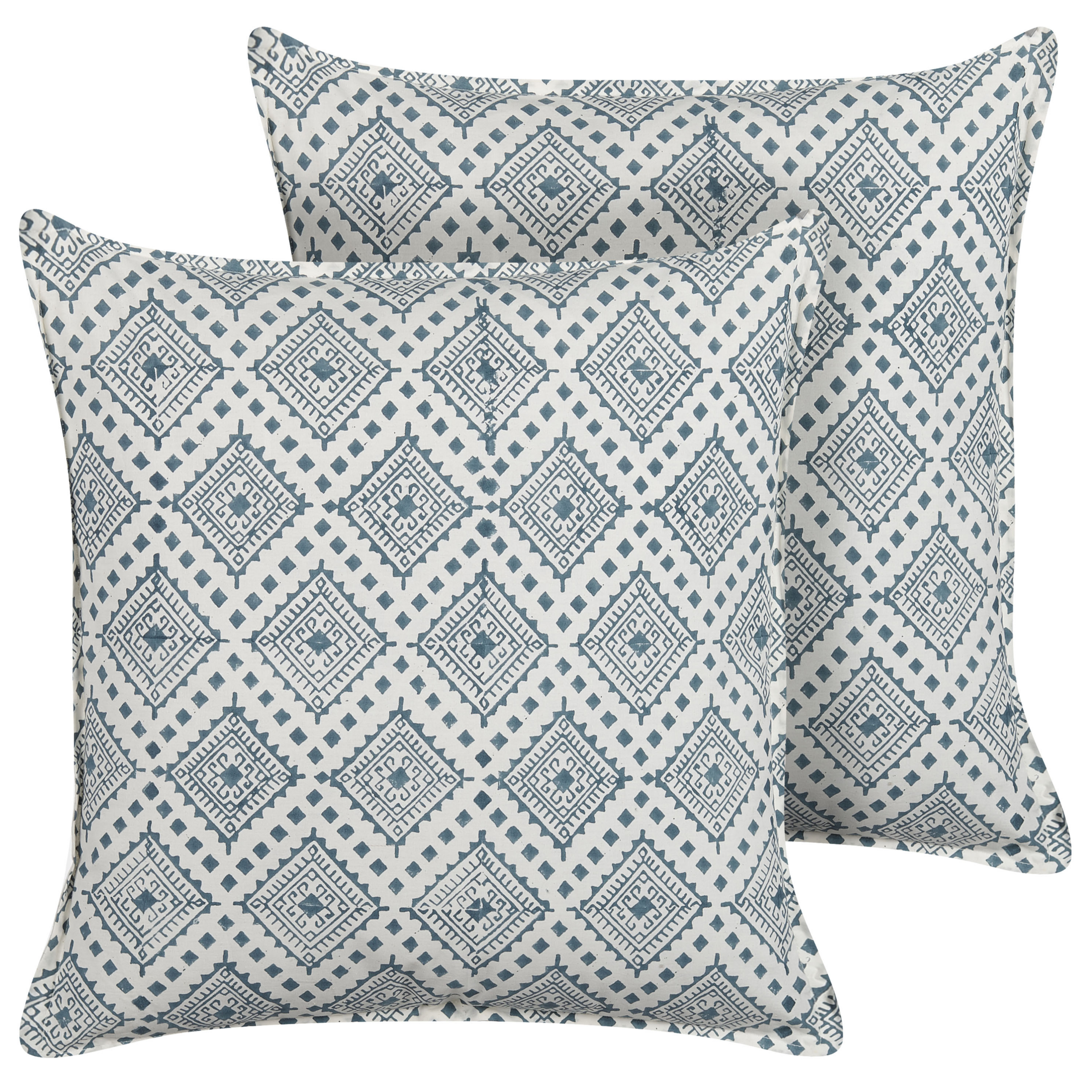 Sæt af 2 pyntepuder CORDATA 45 x 45 cm Bomuld Blå Orientalsk mønster