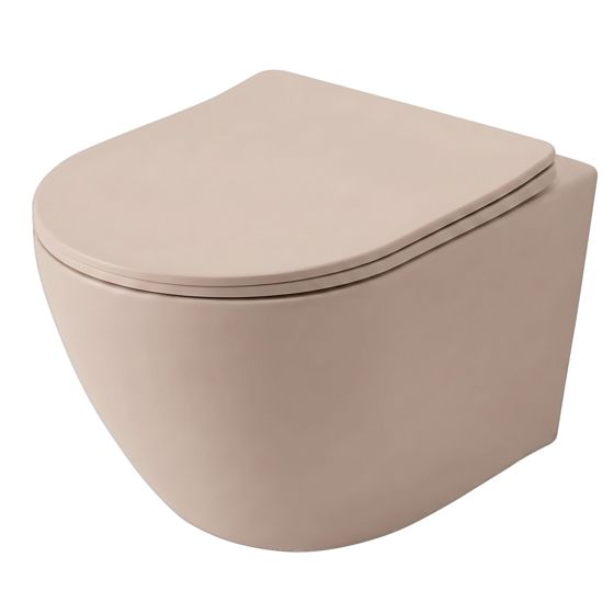 REA væghængt toiletskål Carlo Mini Tornado Mocca Matt, Beige, 49,5x36,5x35cm