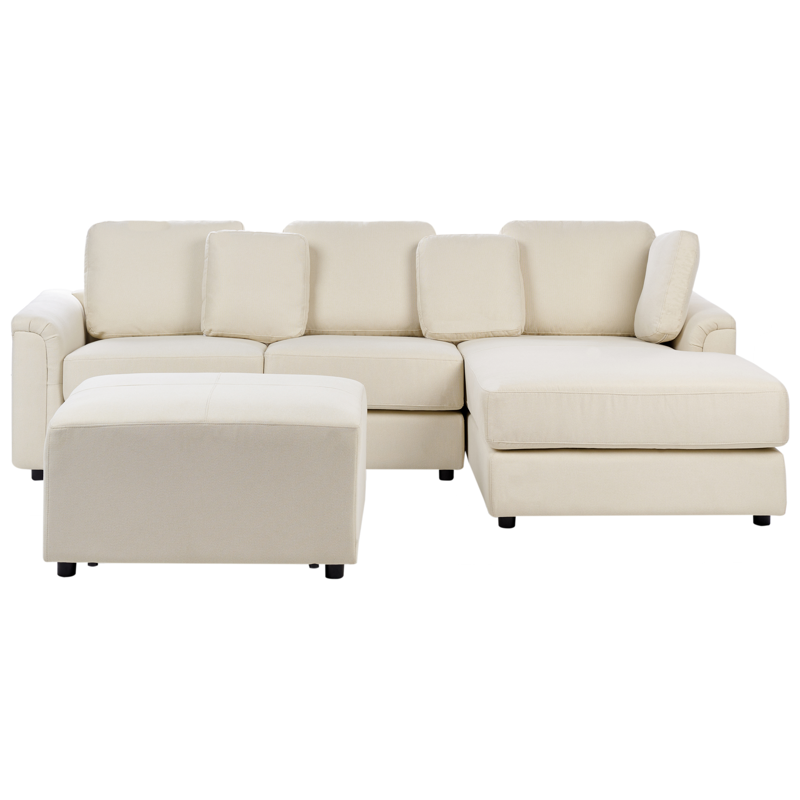Hjørnesofa 4 personers KOHLO med fodskammel Lys Beige Venstrevendt