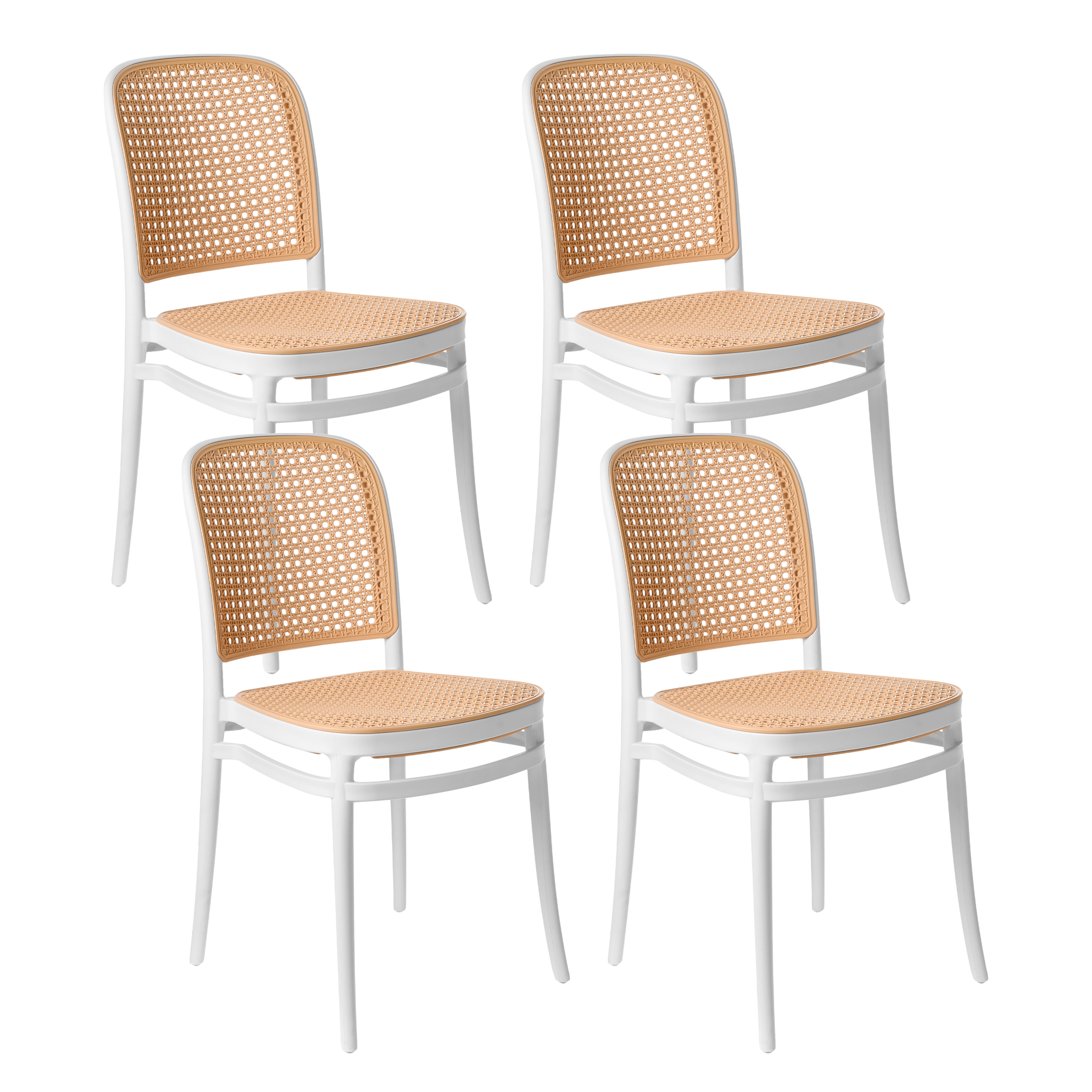 Sæt af 4 havestole PLOSE Hvid/beige