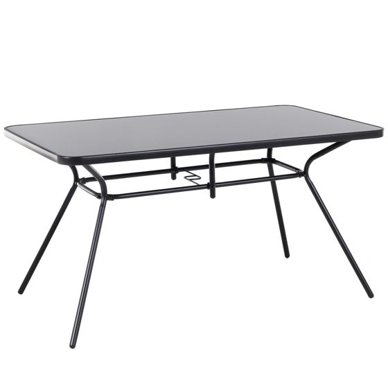 Havebord LIVO 140 cm 80 cm Glas Sort