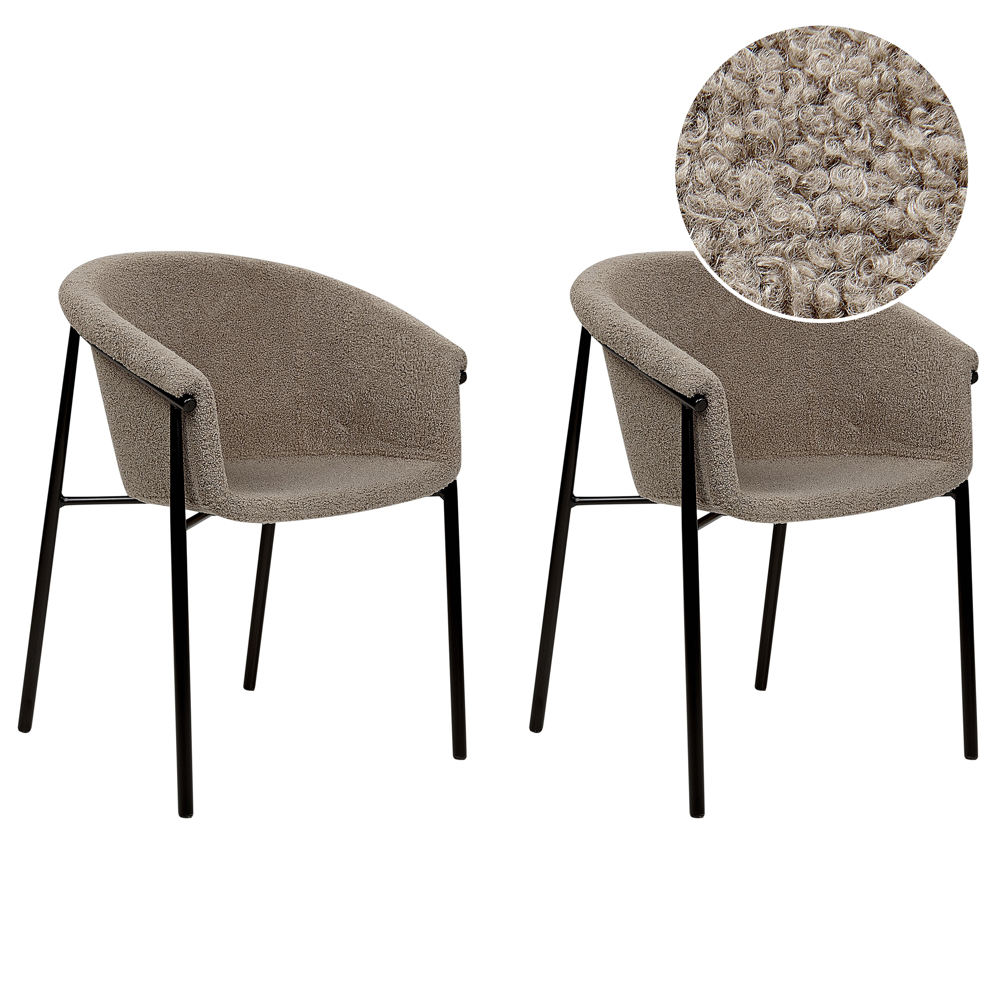 Sæt med 2 spisebordsstole AMES Boucle Brungrå