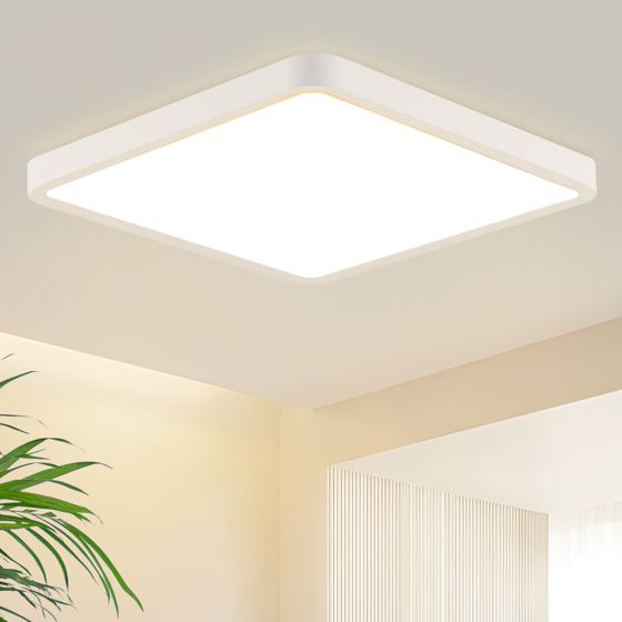 NETTLIFE flad, LED loftslampe, 23 cm, 3000, 18 W, firkantet, til soveværelse Hvid, integreret LED, permanent