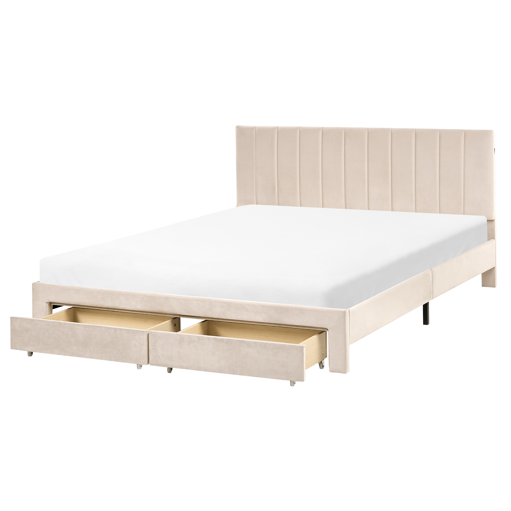 Seng med skuffer til opbevaring LONZAC Velour Beige 160 x 200 cm
