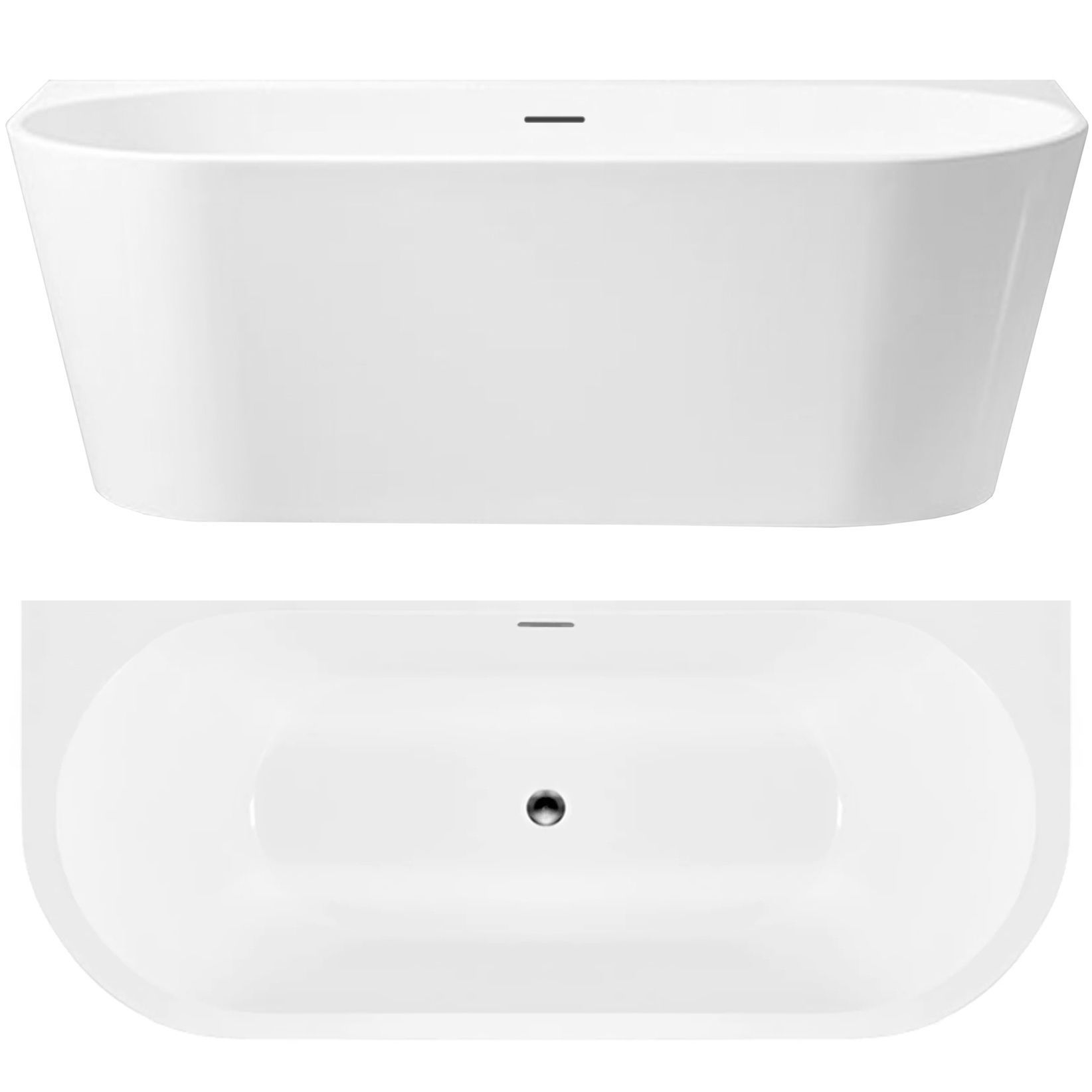 REA fritstående badekar til vægplacering CAPRI 170cm Hvid, 170x75x59,5cm