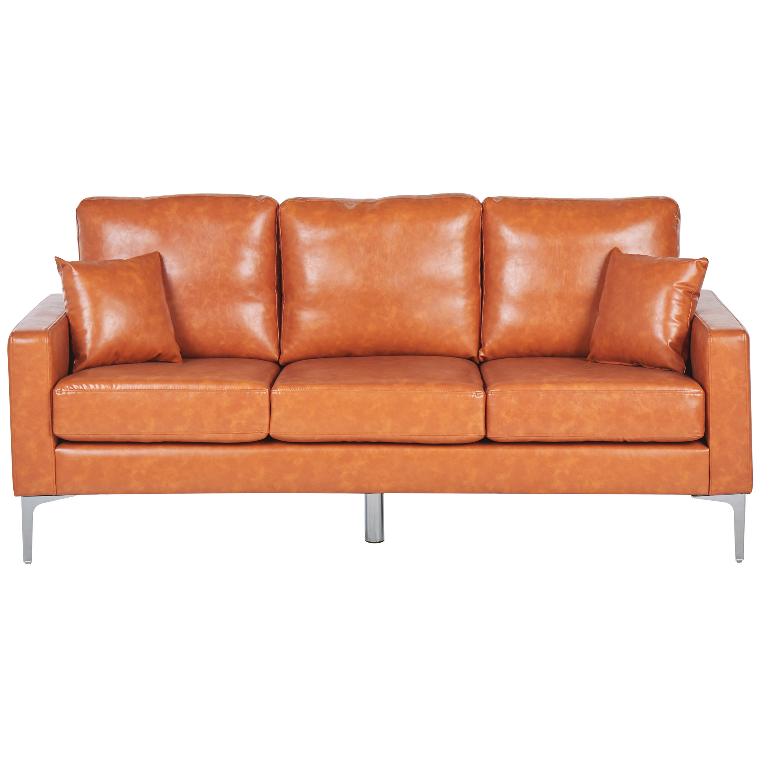 Sofa 3 personers GAVLE Kunstlæder Guldbrun